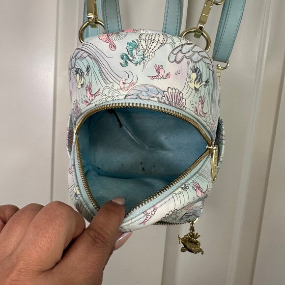 Loungefly Disney The Little Mermaid Watercolor Under the Sea Micro Mini Backpack - Picture 13 of 15
